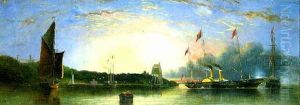 The Royal Flotilla Arriving Off Osborne Prior To Queen Victoria's Departure For France, 1855