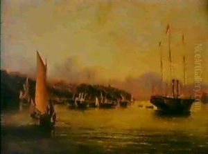 The Arrival Of Queen Victoria At Cowes, Isle Of Wight, With Osborne House Beyond by Arthur Wellington Fowles