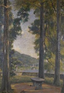 Italianate Lake Scene With Tall Pines Italianate Lake Scene With Tall Pines