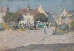 Market Place, Etaples by Emanuel Phillips Fox