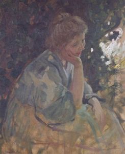 Woman In A Garden by Emanuel Phillips Fox