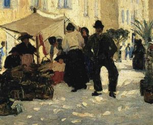 French Market Place by Emanuel Phillips Fox