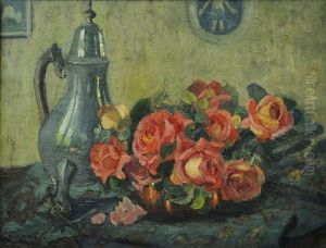 Still Life With Roses & Pot by Ethel Carrick Fox