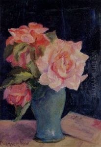 Still Life With Roses And Letter by Ethel Carrick Fox