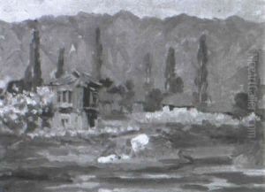 View In Kashmir: River And Figures