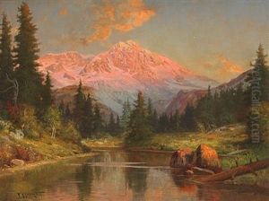 Alpine River Scene At Sunset