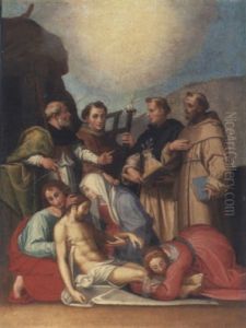 The Pieta And Saint Augustin Revealing The Mystery Of The Trinity by Fra Bartolommeo della Porta