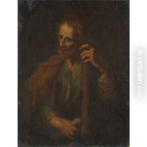A Saint Holding A Staff