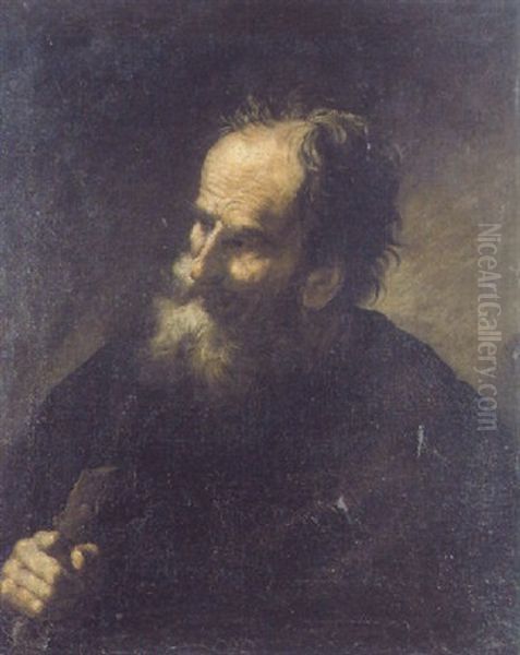 A Male Saint Holding A Staff - view 1