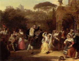 A Dance In The Campagna by Henri Jean Baptiste Fradelle