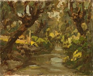 Scorcio Con Alberi E Ruscello Scorcio Con Alberi E Ruscello