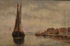 Ship Coming Into Port by Pietro Fragiacomo