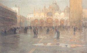 Piazza San Marco After The Rain, Venice by Pietro Fragiacomo