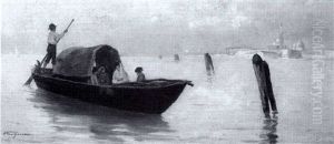 Boating In The Lagoon by Pietro Fragiacomo