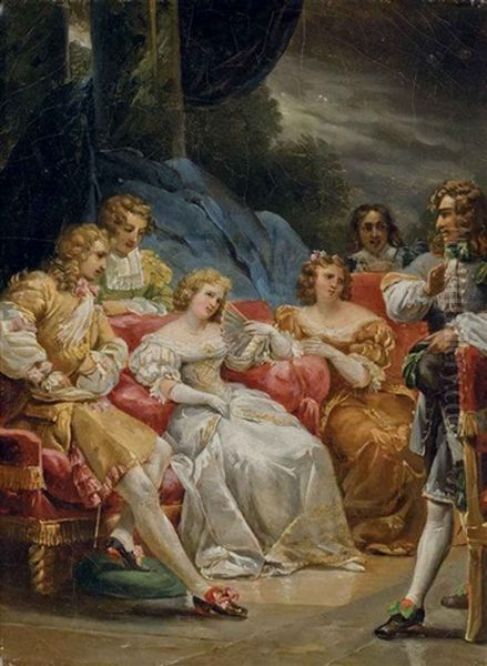 Une Elegante Compagnie Discutant - view 1