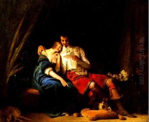 Deux Epoux Relisant Leur Correspondance Amoureuse by Alexandre-Evariste Fragonard