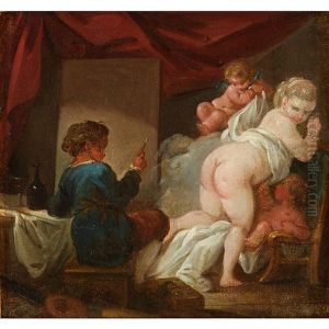 Artist And Model by Jean-Honore Fragonard