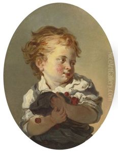 Young Boy Holding Cherries by Jean-Honore Fragonard