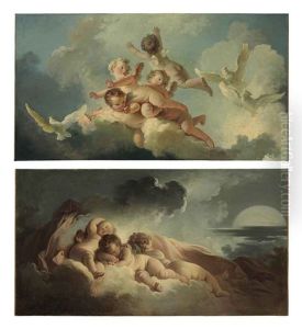 Le Jour (day) (+ La Nuit (night); Pair) by Jean-Honore Fragonard