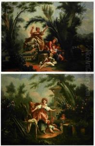 L'escarpolette (+ Le Colin-maillard; 2 Works) by Jean-Honore Fragonard