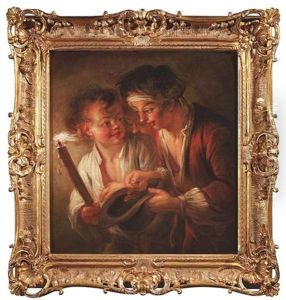 Drei Bettelkinder Zahlen Geld Bei Kerzenlicht by Jean-Honore Fragonard