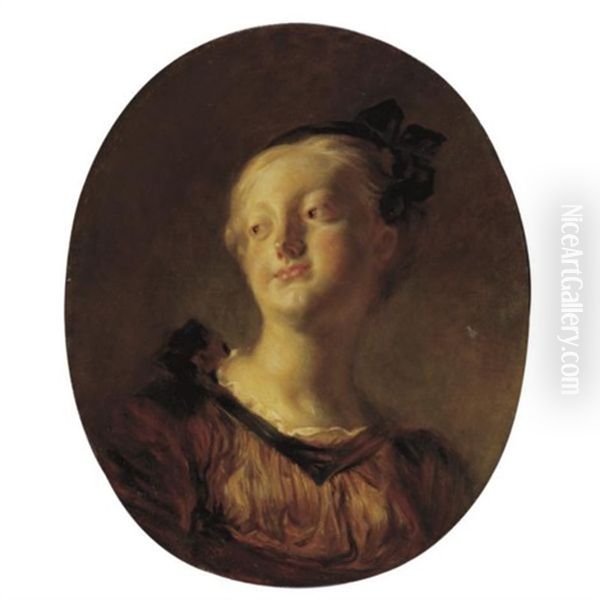 Portrait Of A Young Girl, Said To Be Marie-catherine Colombe, Bust Length, Wearing A Green Ribbon In Her Hair - view 1
