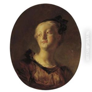 Portrait Of A Young Girl, Said To Be Marie-catherine Colombe, Bust Length, Wearing A Green Ribbon In Her Hair by Jean-Honore Fragonard