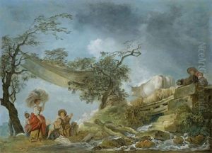 A Landscape With Women Watching A Drover And His Flock Crossing A Bridge (le Pont Du Bois)