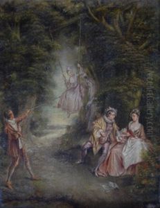 Scenes Galantes Au Parc by Jean-Honore Fragonard