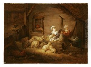 Stable Interior by Jean-Honore Fragonard