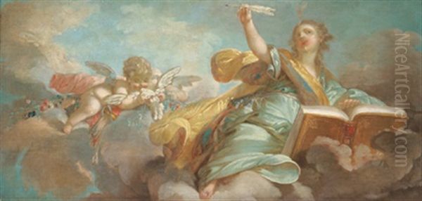 Allegorie Der Poesie Mit Amor In Den Wolken - view 1