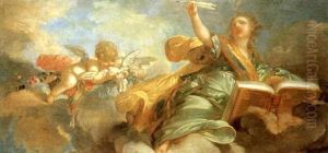 Une Muse Et Cupidon Dans Les Cieux by Jean-Honore Fragonard
