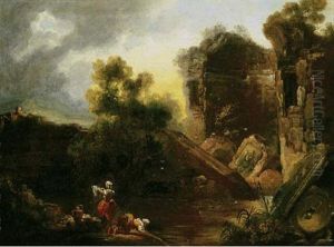 Laundresses In A Roman Garden by Jean-Honore Fragonard