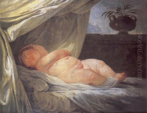 An Infant Girl Sleeping On A Canopied Bed - view 1