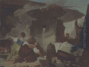 Les Blanchisseuses A La Fontaine by Jean-Honore Fragonard