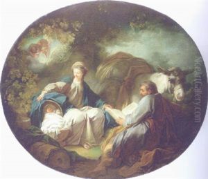 The Rest On The Flight To Egypt by Jean-Honore Fragonard