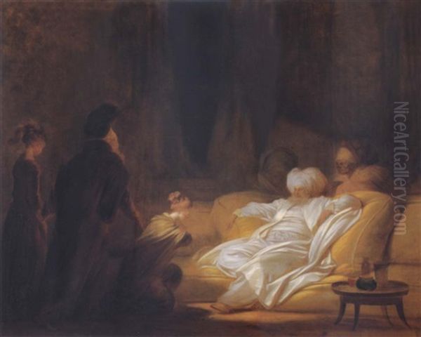 A Reclining Sultan Being Presented With Two Young Women By A Court Official In An Interior (le Pacha) - view 1
