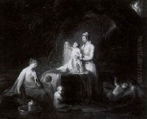Mothers Bathing Their Children In A Fountain by Jean-Honore Fragonard