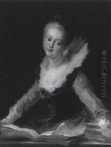 A Young Lady Reading From An Open Book by Jean-Honore Fragonard