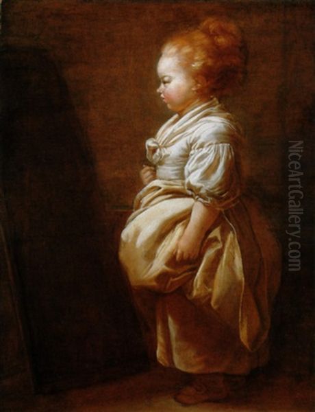 Young Girl In Front Of A Blackboard - view 1