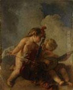 Dos Amorcillos Con Instrumentos Musicales by George Friedrich August Lucas