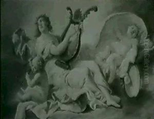 Allegorie De La Musique (size = 78 X 126 Cm) Allegorie De La Renommee (size = 83 X 125 Cm) (a Pair) by Jean-Honore Fragonard