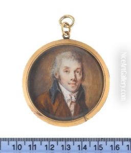 Marie Maxine Barneond, Wearing Brown Coat With Blue Collar, Cream Chemise And Tied White Stock, His Hair Powdered Marie Maxine Barneond, Wearing Brown Coat With Blue Collar, Cream Chemise And Tied White Stock, His Hair Powdered