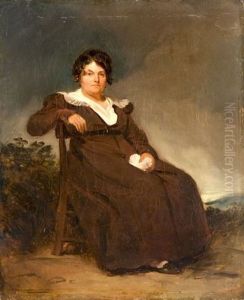 Portrait De Femme Assise Dans Un Paysage