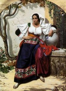 Jeune Paysanne Romaine A La Fontaine by Gabriel Auguste Claire Armand de Fraguier