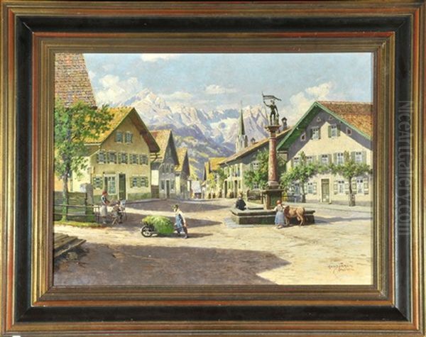 Floriansplatz In Garmisch-partenkirchen Mit Alp- Und Zugspitze - view 1