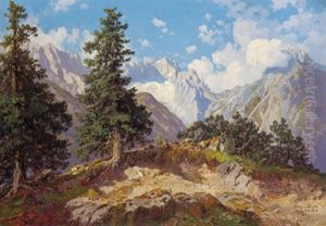 Hollental Bei Kreuzeck Mit Blick Auf Die Zugspitze by Hans Frahm
