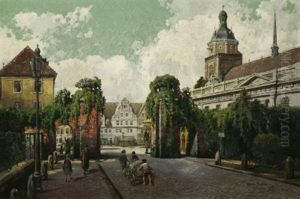 Dessau. Blick Auf Die Marienkirche In Der Altstadt by Hans Frahm