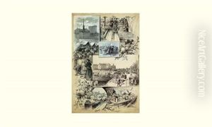 Les Approvisionnements De Paris, Les Arrivages De Pommes (6 Works) by Gustave Fraipont