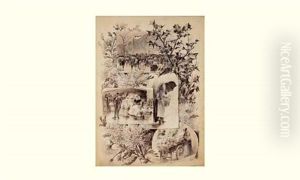 Les Marches Aux Fleurs, Les Fleurs D'hiver (4 Works) by Gustave Fraipont